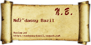Nádassy Bazil névjegykártya